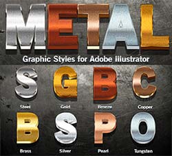 极品AI样式－金属效果：Metal Graphic Styles for Illustrator